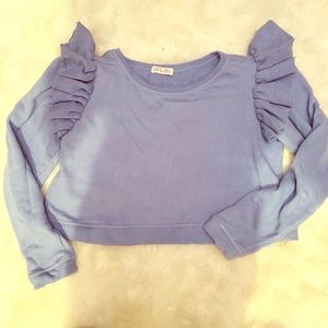 Love Shack Fancy Purple Cropped Sweatshirt